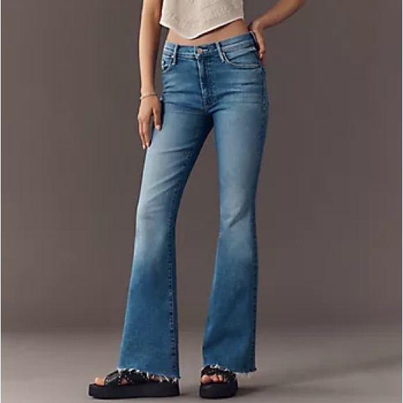 Paige Lou Lou Flare Raw Hem Denim Jeans